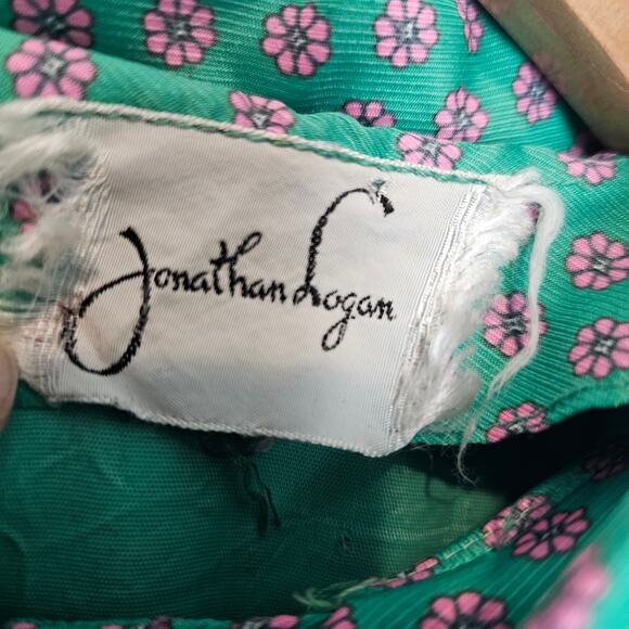 Vintage Floral Sheath Dress Women Meduim Green 70s Preppy Cottage Retro Mod - Picture 8 of 12